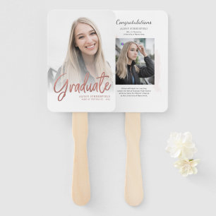 Graduation 2025 Rose Script Grad Photos Party Hand Fan