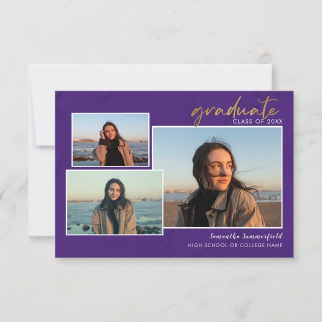 Graduation 2025 Script 4 Photo Purple Announcement (Front)