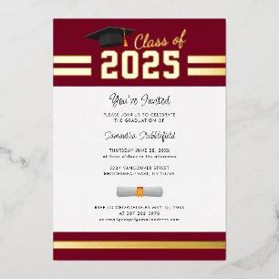 Graduation 2025 Senior Burgundy Grad Party Gold