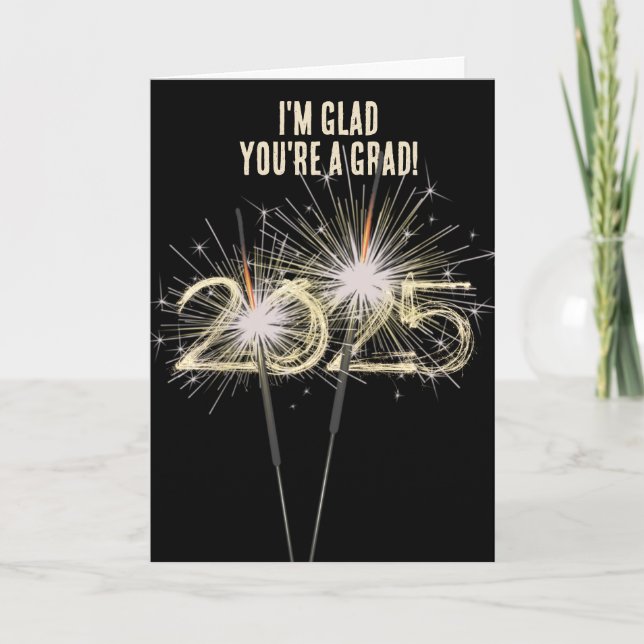 Graduation 2025 Sparklers On Black   Card (Front)