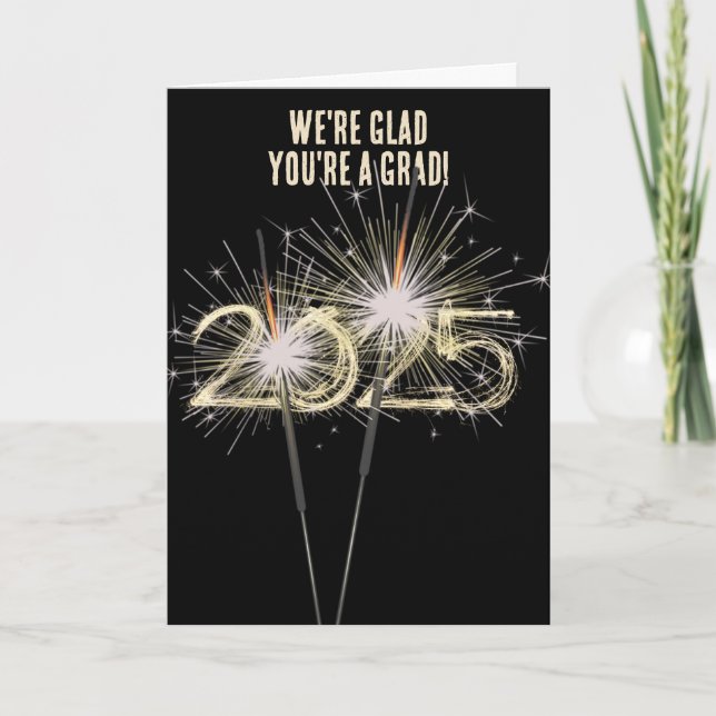 Graduation 2025 Sparklers On Black   Card (Front)
