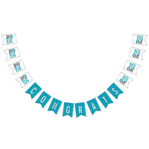 Graduation 2025 Teal and Black  Bunting Flags