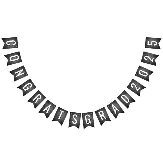 Graduation 2025 Text On Black Slate Bunting Flags (All)