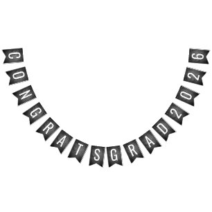 Graduation 2025 Text On Black Slate Bunting Flags