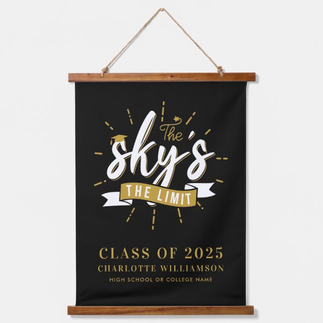 Graduation 2025 The Sky's The Limit Grad Custom Hanging Tapestry (Front)
