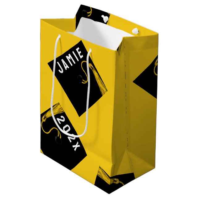 Graduation 2025 Yellow Medium Gift Bag (Front Angled)