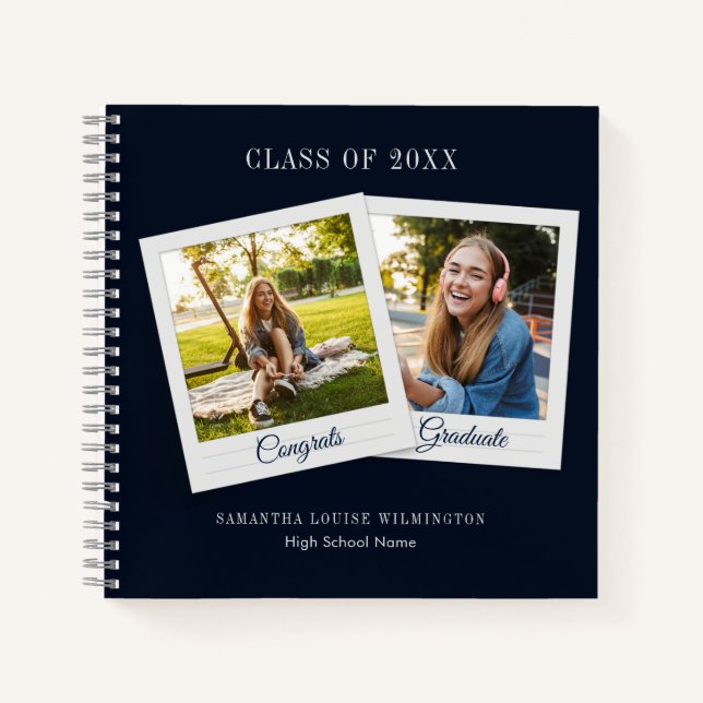 Graduation 2026 3 Photo Script Graduate Guest Book (Front)