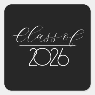 Graduation 2026 Black and White Square Sticker