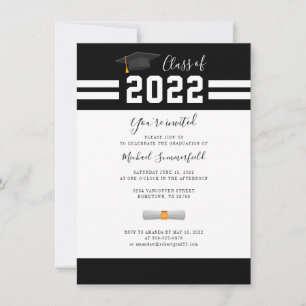 Graduation 2026 Black White Grad Party Invitation