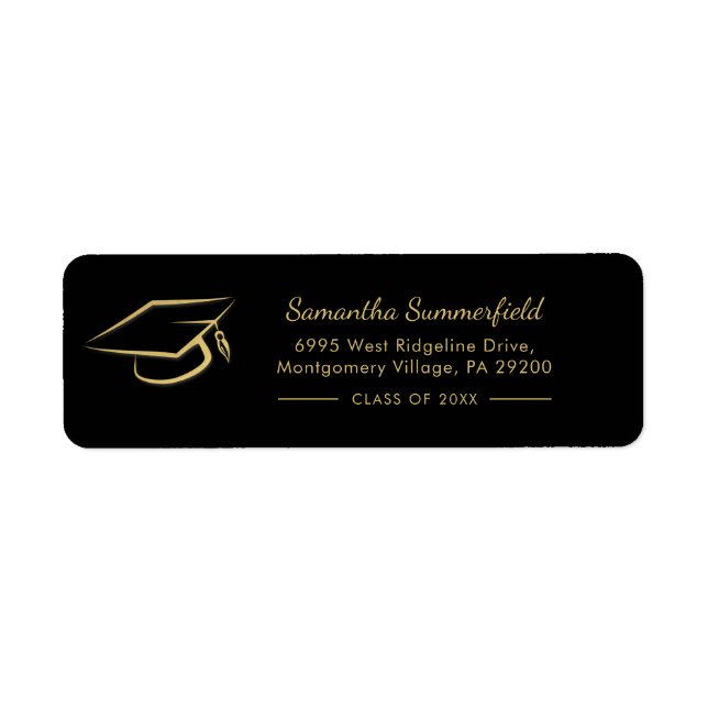 Graduation 2026 Cap Graduate Script Return Address (Front)