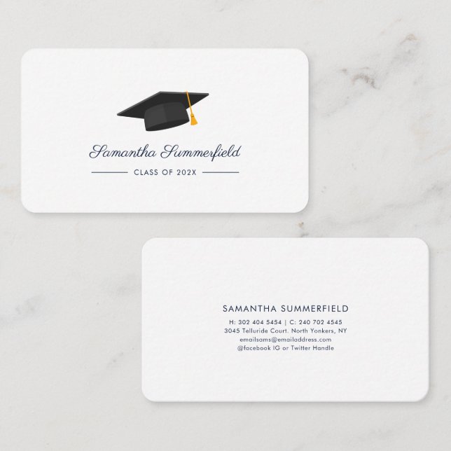 Graduation 2026 Elegant Script Grad Calling Card (Front/Back)