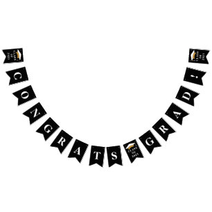 Graduation 2026 Graduate Party Black Bunting Flags