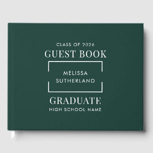 Graduation 2026 Green Grad Party Guest Book