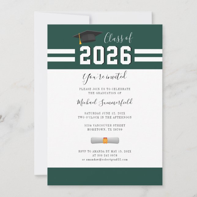 Graduation 2026 Green Grad Party Invitation (Front)