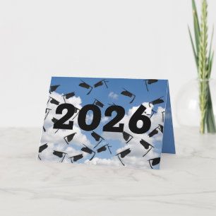 Graduation 2026 Hats in Sky Card