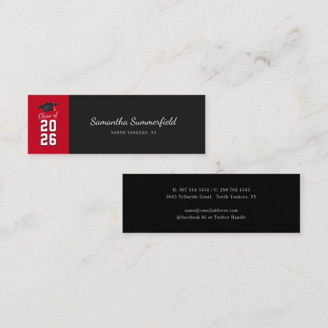 Graduation 2026 Modern Script Calling Mini Business Card (Front/Back)