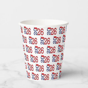 Graduation 2026 Navy Blue and Red Paper Cups