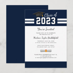 Graduation 2026 Navy Blue Grad Party Invitation