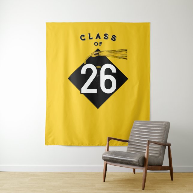 Graduation 2026 Party Backdrop Tapestry (In Situ)
