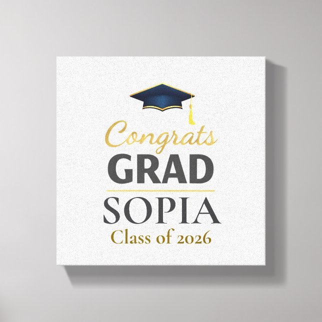 Graduation 2026 Personalized Congrats Grad Canvas Print (Front)