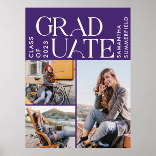 Graduation 2026 Photo Collage Purple Graduate Poster