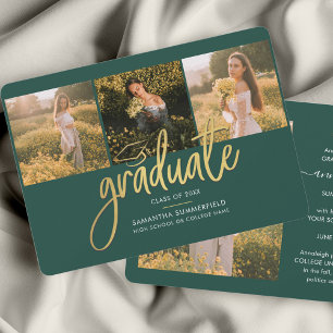 Graduation 2026 Photo Collage Script Green Grad Announcement