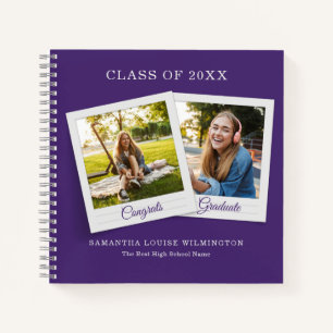 Graduation 2026 Photo Purple Graduate Guest Book