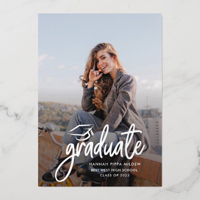 Graduation 2026 Photo Script Grad Party Silver (Front)