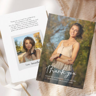 Graduation 2026 Photo Script Graduate Thank You Card