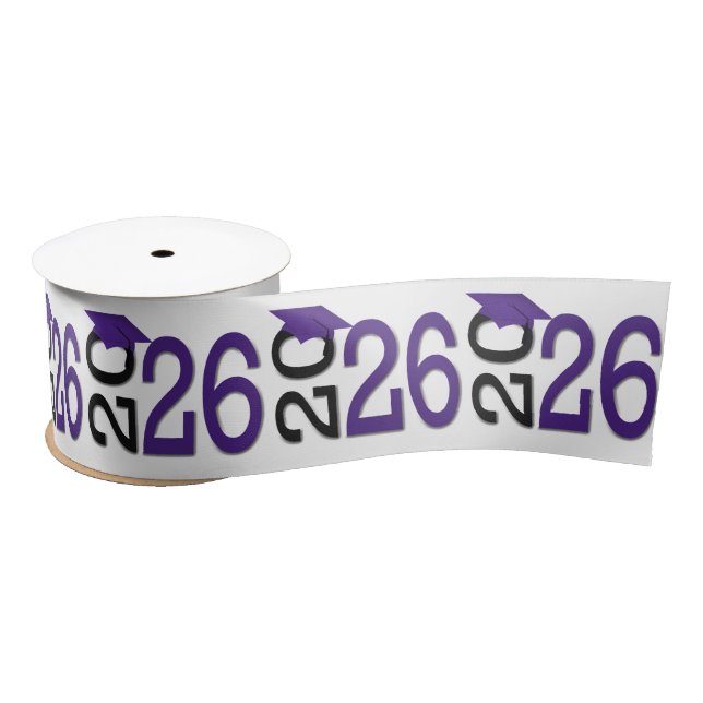 Graduation 2026 Purple and Black Satin Ribbon (Spool)