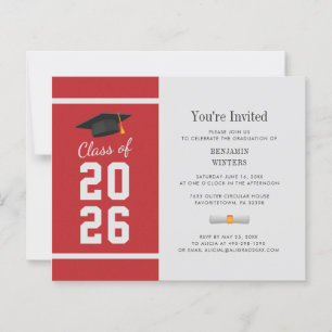 Graduation 2026 Red Grad Party Invitation