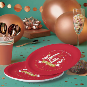 Graduation 2026 Red Grad Party Paper Plate