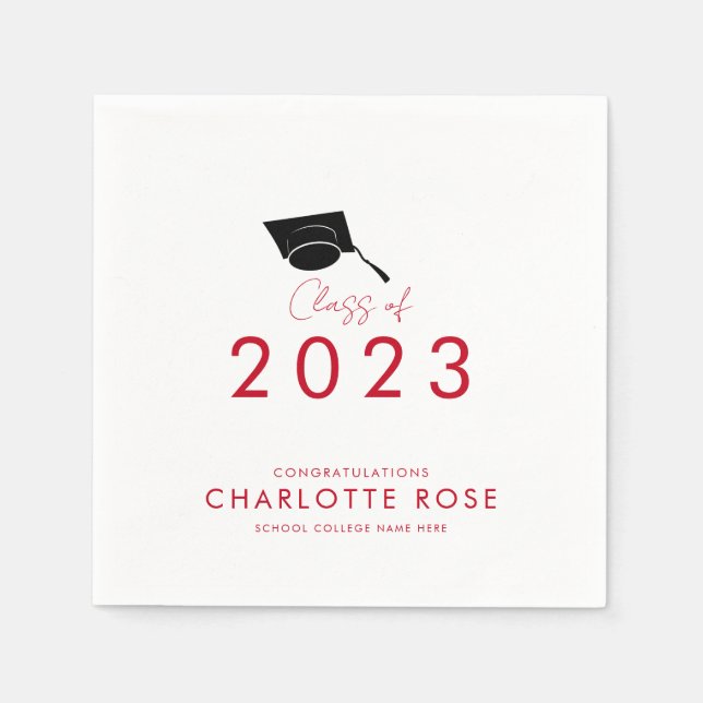 Graduation 2026 Red Script Grad Party Paper Napkin (Front)