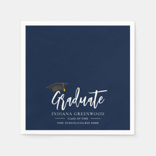 Graduation 2026 Script Navy Blue Paper Napkin
