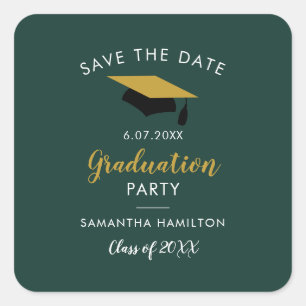 Graduation 2026 Script Save the Date Grad Party Square Sticker