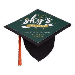 Graduation 2026 The Sky's The Limit Grad Green Cap Topper