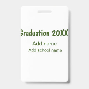 Graduation 20XX add year name school green modern Badge