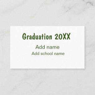 Graduation 20XX add year name school green modern Business Card