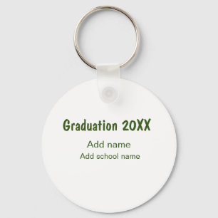 Graduation 20XX add year name school green modern  Keychain