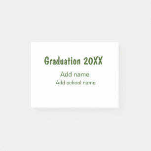 Graduation 20XX add year name school green modern  Post-it Notes