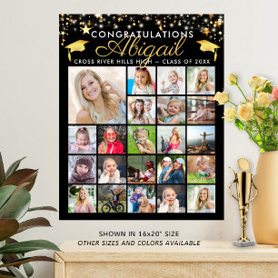 Graduation 22 Photo Collage Script Custom Colour Poster