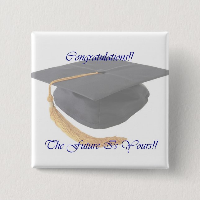 Graduation 2 Inch Square Button (Front)