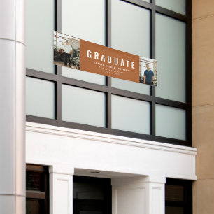 Graduation 2 photo chic terracotta modern party banner