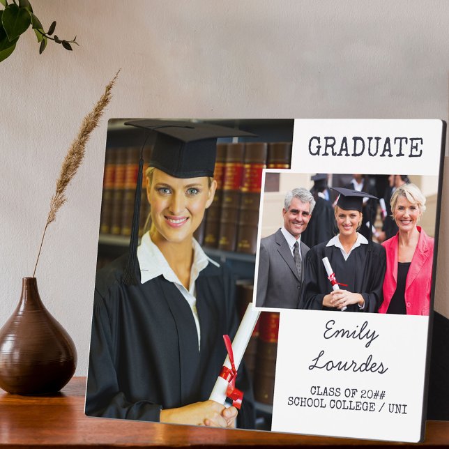 Graduation 2 Photo Collage Personalized Plaque (Creator Uploaded)