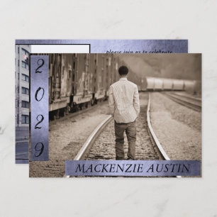 Graduation 2 Photo   Sophisticated Purple Keepsake Invitation