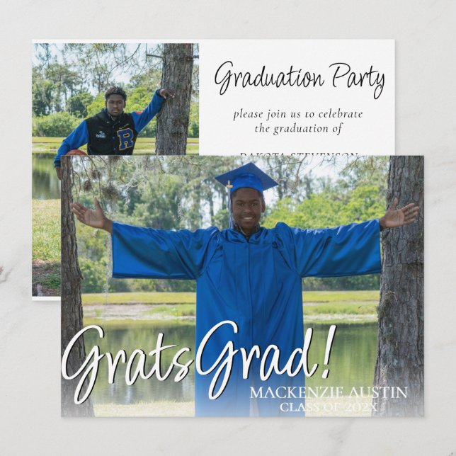 Graduation 2 Photo | Sophisticated Simple Keepsake Invitation (Front/Back)