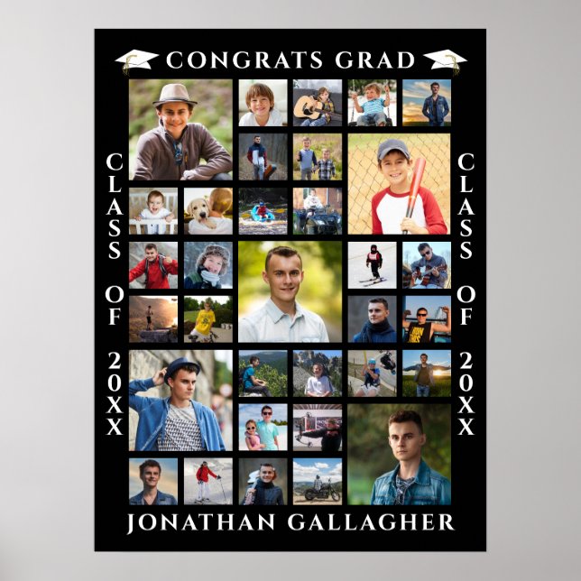 Graduation 33 Photo Collage Your Colour  Poster (Front)