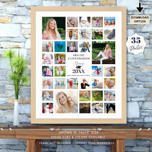 Graduation 35 Photo Collage Class Year White Poster