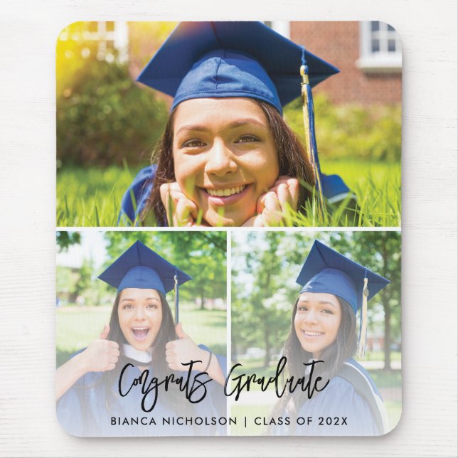 Graduation 3 Photo Custom 2025 Graduate Swag Mouse Pad (Front)