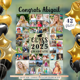 Graduation 42 Photo Collage Script Class Year Acrylic Sign